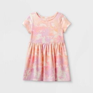 Cat & Jack Toddler Girl Tie Dye T Shirt Skater Midi Dress Size 3T